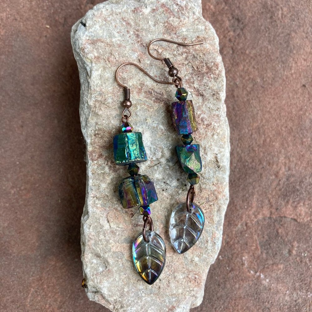 Purple  Quartz Crystal Earrings